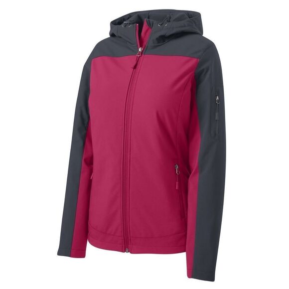 Port Authority Red Gray Hooded Core Soft Shell Jacket Size XXL NWOT 6 0319 - Picture 2 of 15